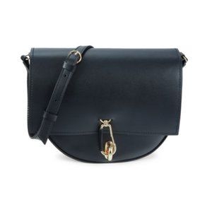 NEW ✨ ZAC POSEN Black Belay Leather Saddle Crossbody Bag with Gold Hardware NWT